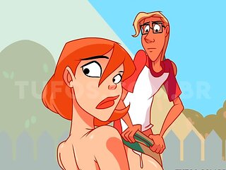 Hentai redhead gives blowjob and having sex