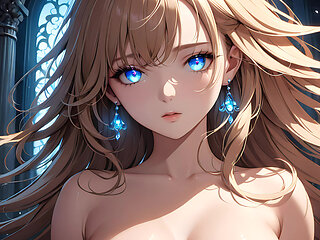 Soft Starlight a Beautiful Young Woman with Glowing Eyes in Animated Style