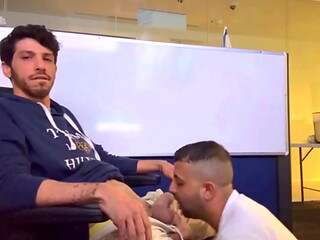 My buddy milks my big dick