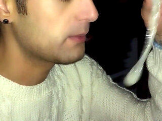 Craziness?! Twink Cum of Used Condom Under a Bridge 1