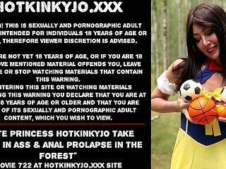 Cute princess Hotkinkyjo take balls in ass &amp_ anal prolapse in the forest