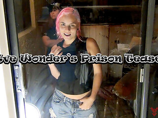 Eve Wonder's Prison Tease: Tits on Glass & Masturbation Behind Bars