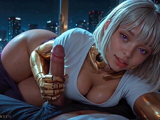 ATKINS HEAVEN - Girlfriend'_s Sensual Handjob After a Long Day In Night City - [AI]