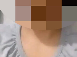 shows off her big natural breasts, in a video call