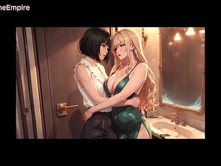 Hot Futanari Pounds Her Friend's Asshole in Steamy Bathroom Deep Anal