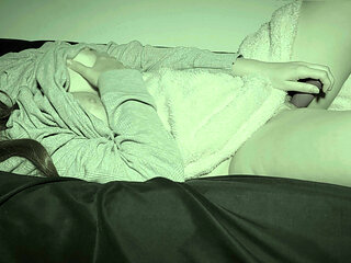 They almost catch me masturbating on my friend's couch.  Recorded with night vision camera.