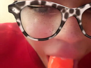 Femboy taking dick in his throat