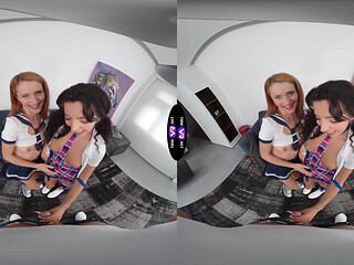 Mini Mitzi Invites Lucianna Luci For Threesome Striptease And Double Blowjob Fun - TmwVRnet