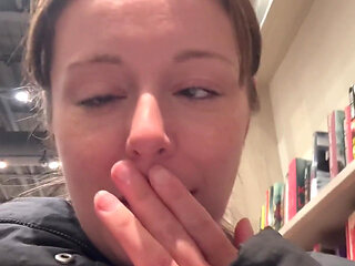 Shopping for Books with My Vibrator in! Hopefully I Don't Cum Too Loud!