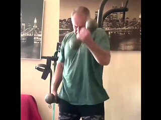 Fit Old Man Masturbating After Workout