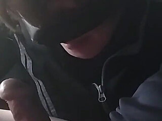 Midday parking lot blowjob and swallowing