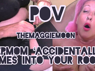 POV Stepmom Maggie Moon Catches You Alone - Big Natural Tits & Stockings