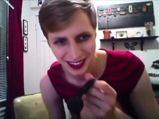 Twink Crossdresser Cums Hard