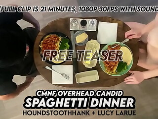 CMNF Overhead Candid Spaghetti Dinner