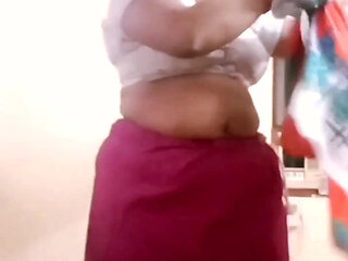 Desi Indian Tamil BBW Wife Latha Nude Body Show Big Boobs Ass Hairy Pussy Saree Tease