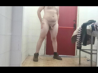 I'm completely naked in a public bathroom