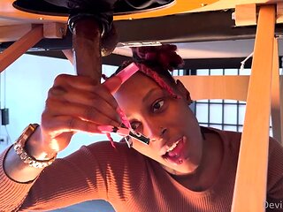 Amateur ebony goddess milks big black cock gloryhole style