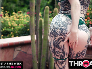 THROATED - Tattooed Blonde Nichole Saphir Sloppy Deepthroat Demo
