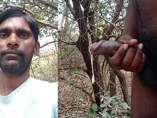 Rajesh Playboy 993 Outdoor masturbating big cock and cumming outside in the jungle. Jerking off dick big cumshot