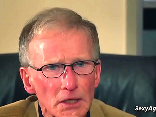 Big balls grandpa fucks blonde babe in the office