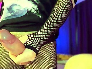 Big Tits Tranny Jerking her Big Hard Cock