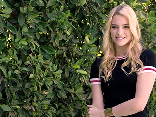 Two hot blondies share a big cock in an intense threesome scene.