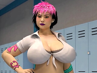 Big tit Emo girl plays with a fat cock after class
