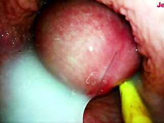 This obedient maid fulfills all my desires, footjob, riding and pussy creampie with endoscopy JessiJek