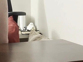 Man Cums on Table and Teen Step Daughter Rubs Her Pussy in It