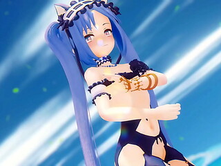 Fate Grand Order Stheno Hentai Undress Dance Beach Pop In 2 Song Small Tits Mmd 3D Blue Hair