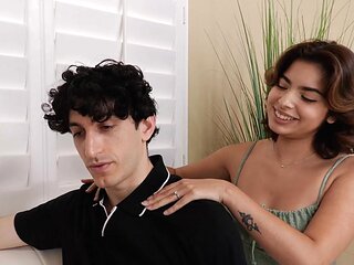 Nick stroking Hazel's hazelnut heart in a variety of positions