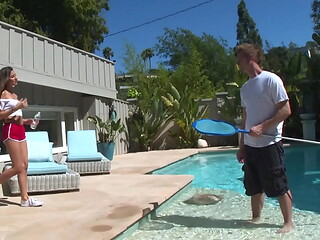 Petite Teen Nina North Fucks The Pool Man While Mums Isn'_t Watching