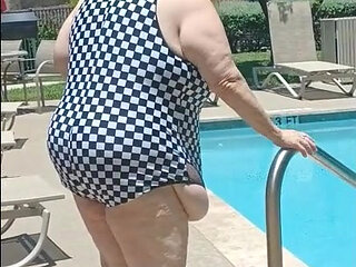 Nurse Vicki Wears Checkers to the Pool