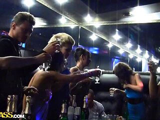 Glam girls at student orgy party