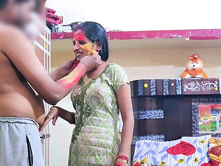Gar aai Fucks His Neighbor's Wife During Holi Celebration Hindi Audio