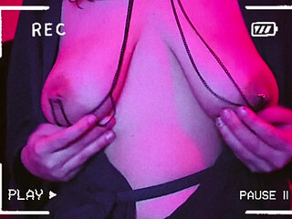 Sexy MILF Plays with Pierced Boobs