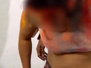 Indian Bhabhi Who Came to Play Holi Was Made to Cum and Then Left as a Sinner.