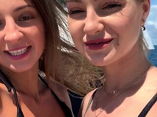 Sexy blonde babe her brunette lover finger each other