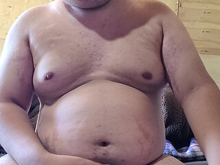 Masturbating by pulling the penis