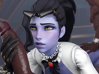 Widowmaker jugando con la pandilla por todos sus agujeros