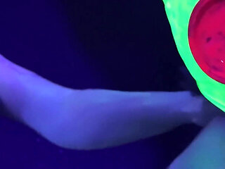 Neon Rave Girl on Girl Dildo Play