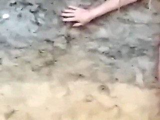 Naked Granny in a Gravel Pit!