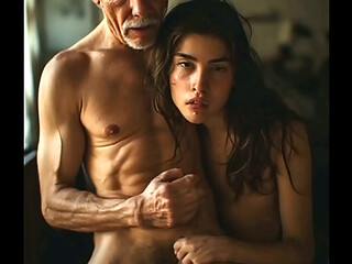 Very small petite 18 year old seduced by old Grandpa &amp_ Fucked like a slut ( male voice over ) AI generated