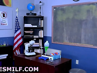 Hot Chemistry Teacher MILF Forgets Phone - Horny Student Finds Her Nudes &amp_ Ends Up Destroying Her Tight Ass on the Desk After Hours!