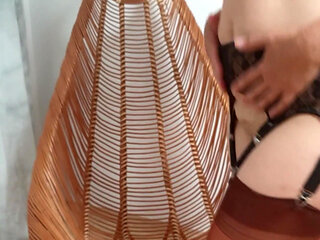 The beauty and charm of my mature, smooth and shaved cunt that was masturbated in stockings with a double ended dildo