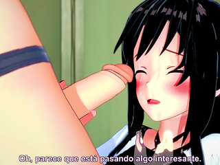 Very hot schoolgirl takes all her cum out of her boyfriend and doesn't stop until she is satisfied - hentai +18