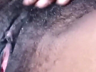 Pissing Outdoors Rubbing My Hairy Pink Black Pussy
