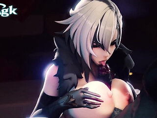 Arlecchino Fucks a Big Hilichurl Cock with Her Huge Tits 3D Paizuri Animation Genshin Impact