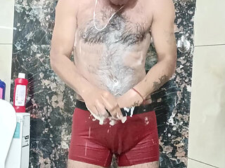 Indian police officer stepuncle get shower