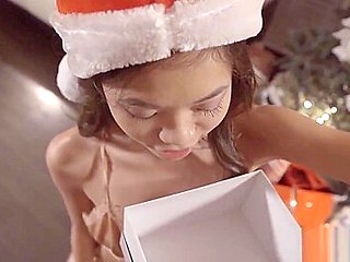Tiny Asian stepsis wanted a dick in a box for Christmas